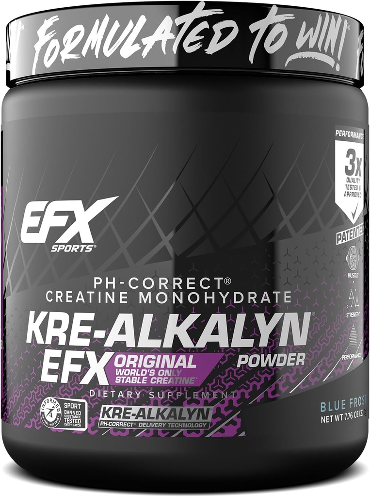 EFX Sports Kre-Alkalyn EFX Poudre de pH correct Supplément de poudre monohydratée en créatine Force, croissance musculaire et performance