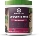 Amazing Grass Greens Blend Superfood pour Immune Support: Super Greens Powder Smoothie Mix avec Spiruline biologique, Chlorella, poudre de racine de betterave, enzymes et probiotiques digestifs, Elderberry, 30 portions