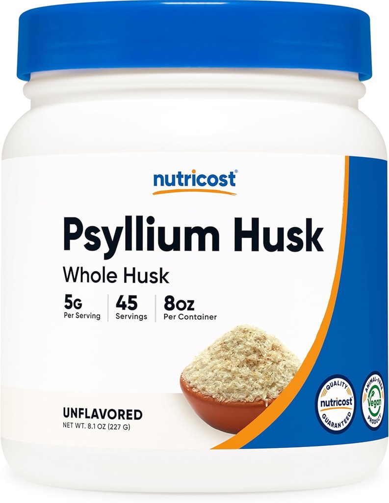 Nutricost Psyllium Poudre entière de musc (flakes) 8,1 oz - Sans gluten et sans OGM
