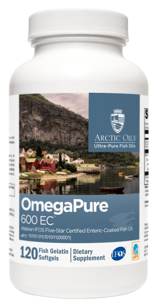 XYMOGEN OmegaPure 600 EC - Normes internationales sur l'huile de poisson (IFOS) Huile de poisson certifiée cinq étoiles - Supplément Omega-3 de l'EPA DHA pour le soutien cardiovasculaire + cognitif (120 Softgels)