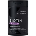 Recherche sportive® Biotine 10 000mcg à l'huile de coco biologique - Biotine (Vitamine B7) pour une peau et des cheveux sains* - pour les femmes et les hommes - Vegan, non OGM, sans gluten et sans soja - 30 softgels végétariens
