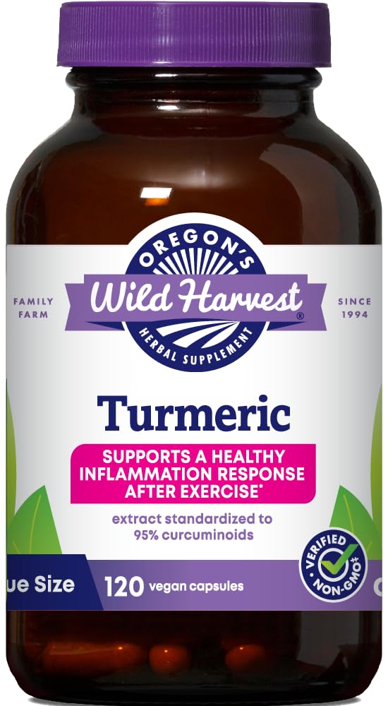 La récolte sauvage de l'Oregon Turmeric 120 Capsules de légumes Curcuminoïdes curcuminoïdes curcuminoïdes organiques avec poivre noir pour une meilleure absorption