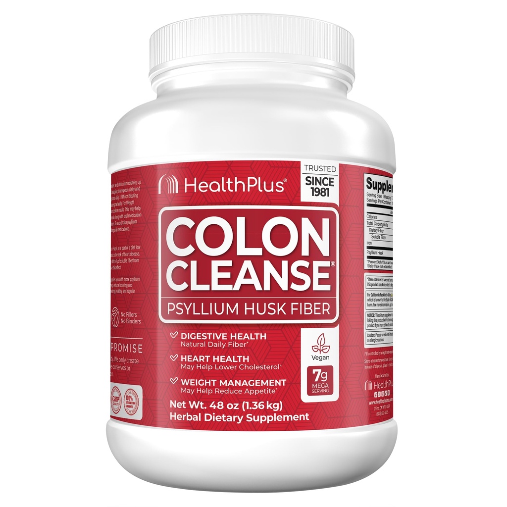 Health Plus Colon Cleanse Digestive Support (en anglais seulement) Toute la fibre quotidienne naturelle pour l'élimination des toxines pour réduire le bloom (en anglais seulement) soutient la santé cardiaque (en anglais seulement) 48 Onces, 194 portions