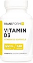Transformer la vitamine D3 5000 UI (125 mcg) 240 softgels - supplément de vitamine D, sans gluten, sans OGM