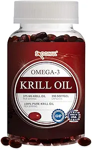 Mini krill huile, 375mg 130 portions, facile à avaler Mini capsules pour les hommes et les aînés, Omega-3 DHA EPA Astaxanthin et Phospholipides essentiels, fabriqués aux États-Unis
