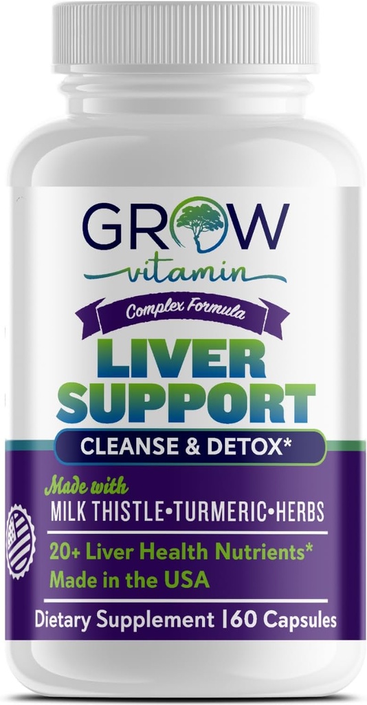 Faire pousser la vitamine Foie Nettoyer Capsules Detox avec/Unique Mélange de Thistle de Lait, Artichaut et Extrait de Dandelion - Le supplément hépatique comprend Turcuma, Beetroot et Choline - 60 Capsules