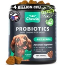 Probiotiques pour chiens Gut Health, Digestion, Immunité, Equilibre des levures, Peau de démangeaison, Allergies Support - Chien Probiotique Chews avec enzymes digestives pour Gut Flora- Soft Treats avec citrouille et poudre de levure