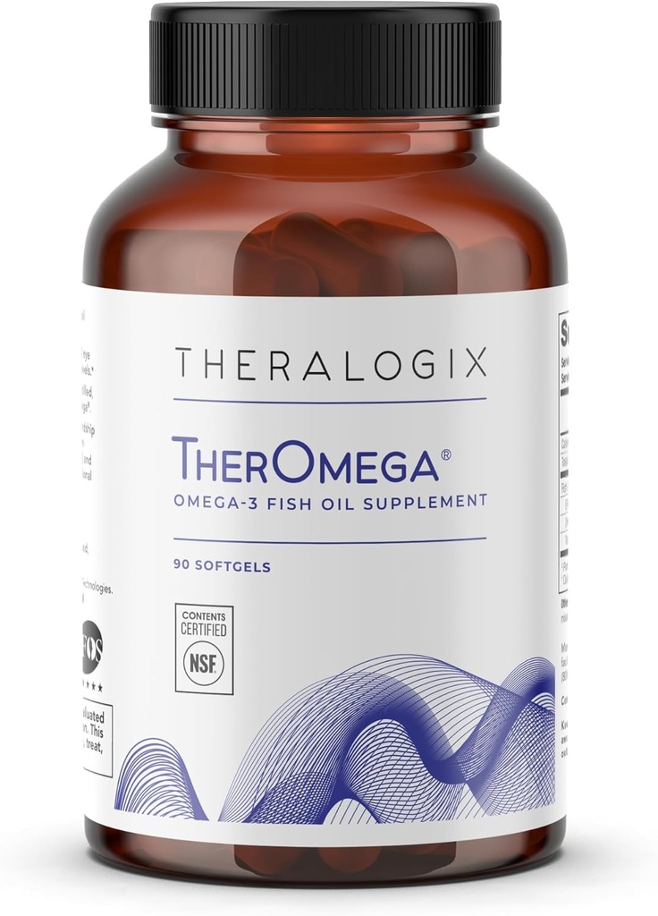 Theralogix TherOmega Omega-3 Supplément à l'huile de poisson - Soutient la santé cardiovasculaire, cérébrale, immunitaire et articulaire* - 700 mg DHA et EPA de Wild Alaska Pollock - Source durable - Certifié NSF - 90 Softgels