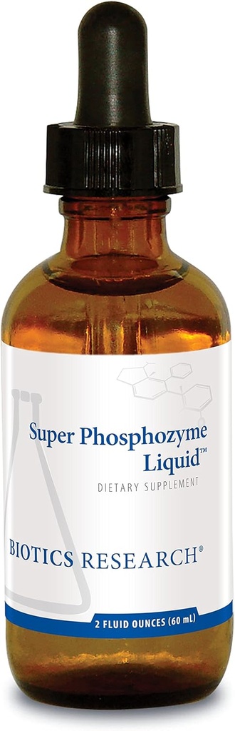 Recherche en biotique Super Phosphozyme Liquide– Phosphore dans les liquides, les électrolytes, les os et les dents sains, Production de protéines, Soutien énergétique, 40mg/Drop, 2 Fl Oz