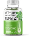 Gummy de jus de céleri pour adultes - Gummy de jus de céleri prébiotique pour le soutien de la désintoxication et les supergreens boost avec le jus de céleri, la chlorophylle et la fibre prébiotique - 60 comte