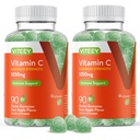 Viteey Vitamine à croquer C Gommies pour adultes - 1050mg Supplément de soutien immunitaire de la force maximale - Vegan, sans gluten - 180 Compte
