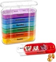 ABSOK Weekly Stackable Pill Organizer,4 Times A Day Pill Organizer Box Morning, Noon, Evening, and Bedtime,7 Stackable Compartments