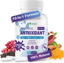 Supplément antioxydants 10-en-1, 1700MG Super antioxydant pour les femmes et les hommes, puissant antioxydants avec NAD, NMNH, Coq10, resvératrol, réparation cellulaire et réduction des dommages radicaux libres, 60 capsules
