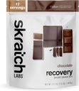 Skratch Labs Après l'entraînement Recovery Drink Mix avec du chocolat, (21,2 oz, 12 portions) avec une protéine complète de lait de caséine, lactosérum, probiotiques, sans gluten, casher, végétarien