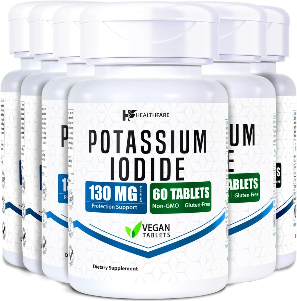 SantéAre Potassium Iodide Comprimés de 130 mg 360 comprimés à dissolution rapide (6 paquets)