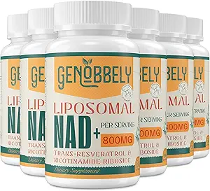 800 mg DNA liposomique + Supplément avec le riboside de la nicotinamide 200 mg, trans-résvératrol 100 mg - Vrai supplément NAD pour la réparation de l'ADN, le vieillissement en santé, la fonction cérébrale - 360 jours