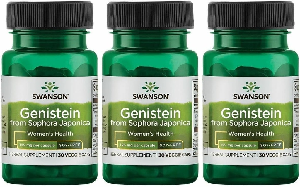 Swanson Genistein sans soja - Supplément naturel à base de plantes pour les femmes - Confort et équilibre - (60 Capsules de Veggie, 125 mg chacune) 3 Pack