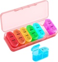 Betife Weekly Pill Organizer 2 fois par jour, 7 jours Pill Box AM, Portable Travel Pill Case, Daily Pill Container Day and Night, Organisateur de médicaments, de vitamines ou de suppléments (Pink)