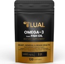 LUAL Omega-3 Fish Oil Softgels – 1000mg with EPA and DHA, Lemon Flavor, Burpless, Non-GMO Formula for Heart, Brain, and Overall Wellness – 120 Count