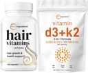 Micro-ingrédients Vitamine D3 5 000iu + K2 100mcg Softgels & Vitamines capillaires Capsules complexes Bundle 2 Pack