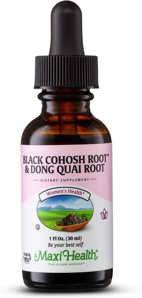 Maxi Health Black Cohosh Root and Dong Quai Root Extract - Formule pour femmes, 1 Fl Oz Bouteille - Kosher
