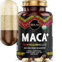 Maju Superfoods 4-en-1 Capsules de racine de maca, racines noires, jaunes et rouges biologiques w Extrait de poivre noir pour l'absorption (120 ct)