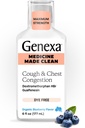 Genexa Clean Cough & Chest Congestion Relief, Sans colorant, 0% Additifs artificiels, Multi-symptômes Relief de résistance maximale Syrup, Cough Suppressant & Expectorant, Bio Blueberry Flavor, 6 fl oz