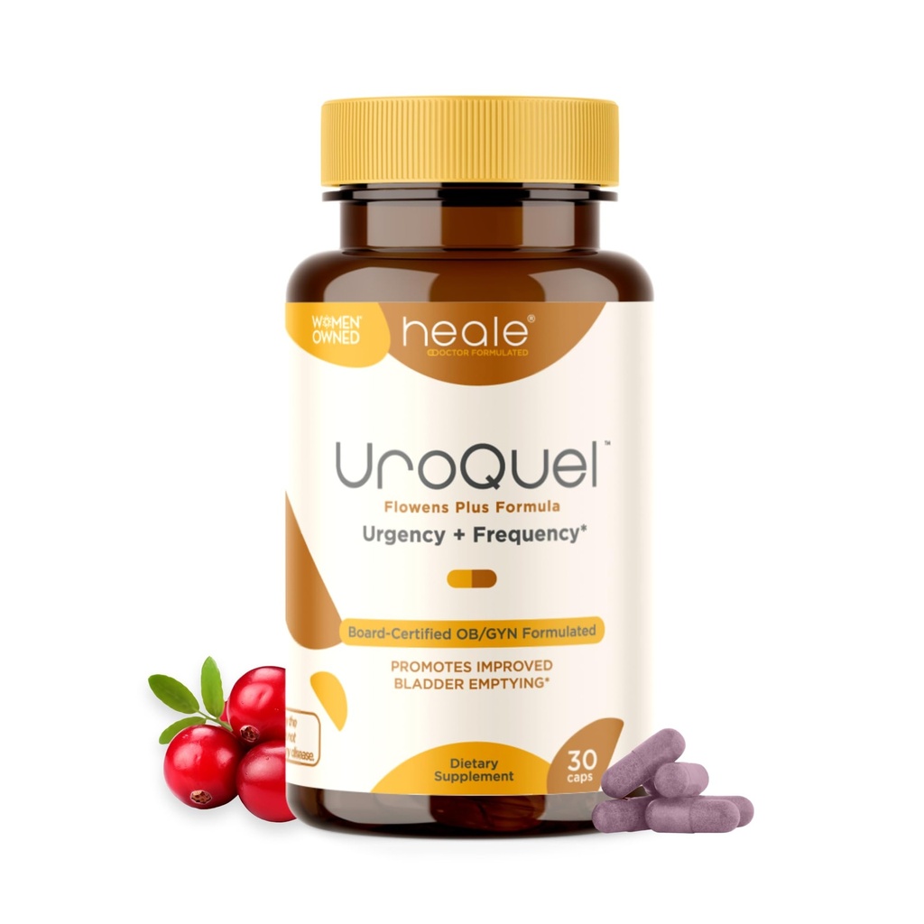 UroQuel - Supplément naturel de contrôle de la canneberge - Réduire l'urgence sanitaire, la fréquence, l'incontinence, avec les débits - OBGYN Formulé - Pilules de canneberge pour les femmes et les hommes - par Heale - 30 Capsules