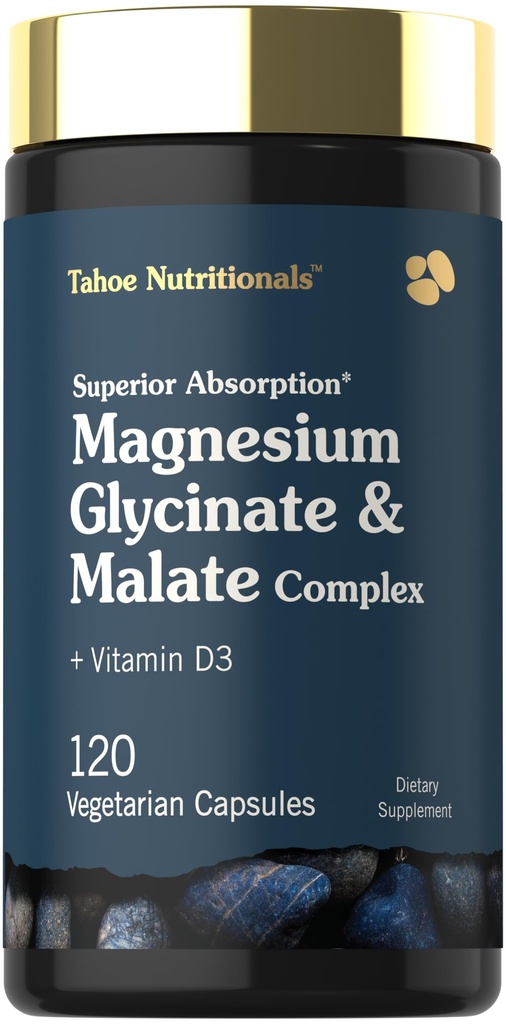 Tahoe Nutritionals Magnésium Glycinate et Complexe de Malate avec Vitamine D3.