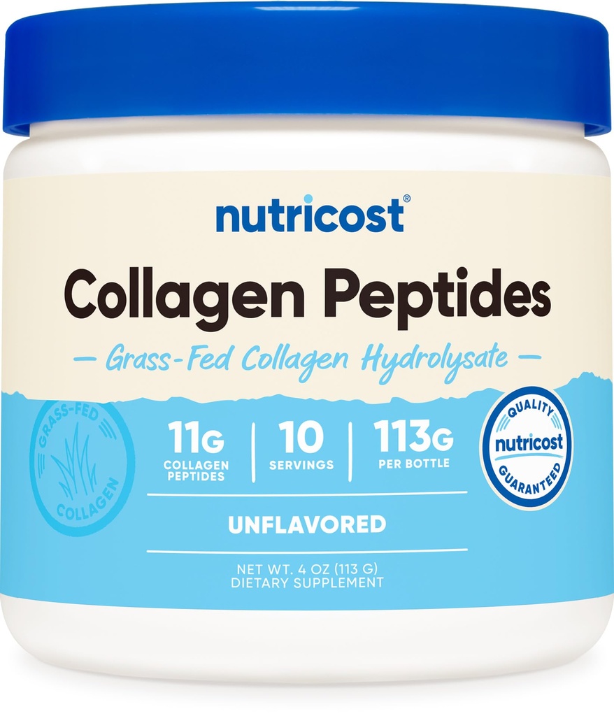 Nutricost Collagène Peptides Poudre de 4 oz (non aromatisée) Type I, Type III Collagène - gazon, sans gluten et sans OGM