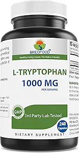 Brieofood L-Tryptophane 1000mg par portion - 240 Capsules - Soutient l'humeur poisitive et la relaxation