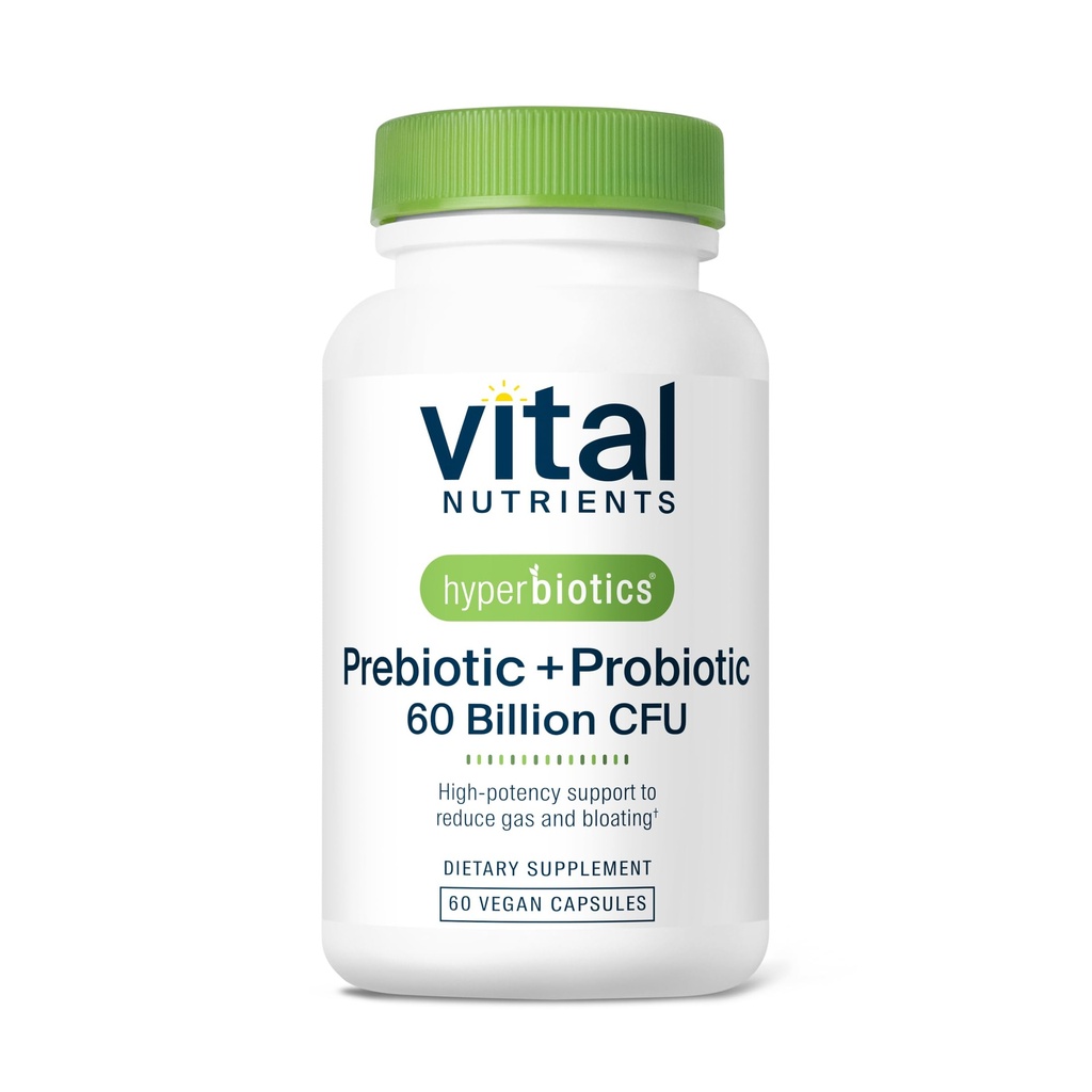 Hyperbiotiques Nutriments vitaux Prébiotiques et probiotiques pour les femmes et les hommes 60 Million CFU.Les pré et probiotiques soutiennent la santé digestive, la constipation, la diarrhée, le gaz et le ballonnement 60 Capsules végétaliennes