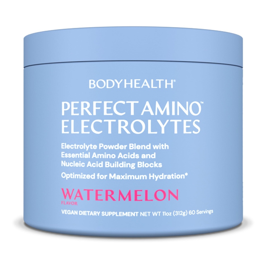 BodyHealth PerfectAmino électrolytes en poudre Pas de sucre, sans sucre kéto à jeun électrolytes boire mélange, poudre d'hydratation avec minéraux traces - pastèque - 60 portions