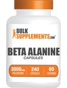 BulkSupplements.com Capsules Beta Alanine - Supplément Beta Alanine, Supplément pré-entraînement - Sans gluten, 4 Capsules par portion, (3000mg), 240 Compte (Paquet de 1)