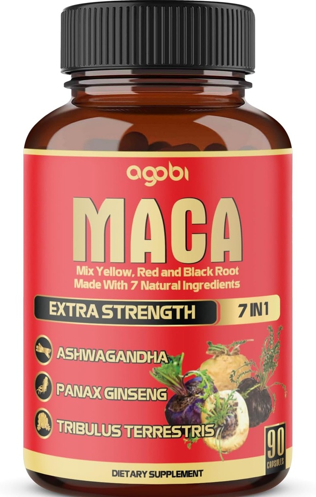 Capsules de racine de maca - soutient la santé naturelle - Énergie - Performance et supplément d'humeur - Flux sanguin amélioré 3-Mois