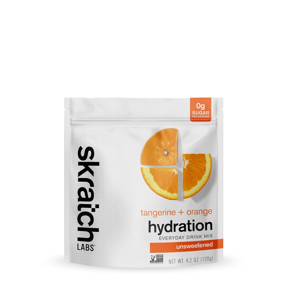 Skratch Labs Unsweetened Electrolyte Powder - Everyday Hydration - Sport Drink Mix - Sugar Free - Electrolytes Booster- Tangerine + Orange - 30 Servings - Keto, Paleo, Vegan, Non-GMO