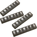 Organisateur hebdomadaire de pilules - (paquet de 4) grand récipient de vitamine extra avec Jumbo facile à lire lettres, BPA gratuit - voyage quotidien 7 jours médicaments Pill Box cas, (noir)