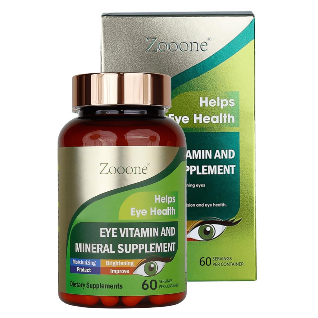 zooone- 60pcs Lutein Vitamines des yeux Supplément nutritionnel pour la santé maculaire et le soutien des yeux secs, contient de la lutéine, du zinc, des vitamines C/E et de la zéaxanthine