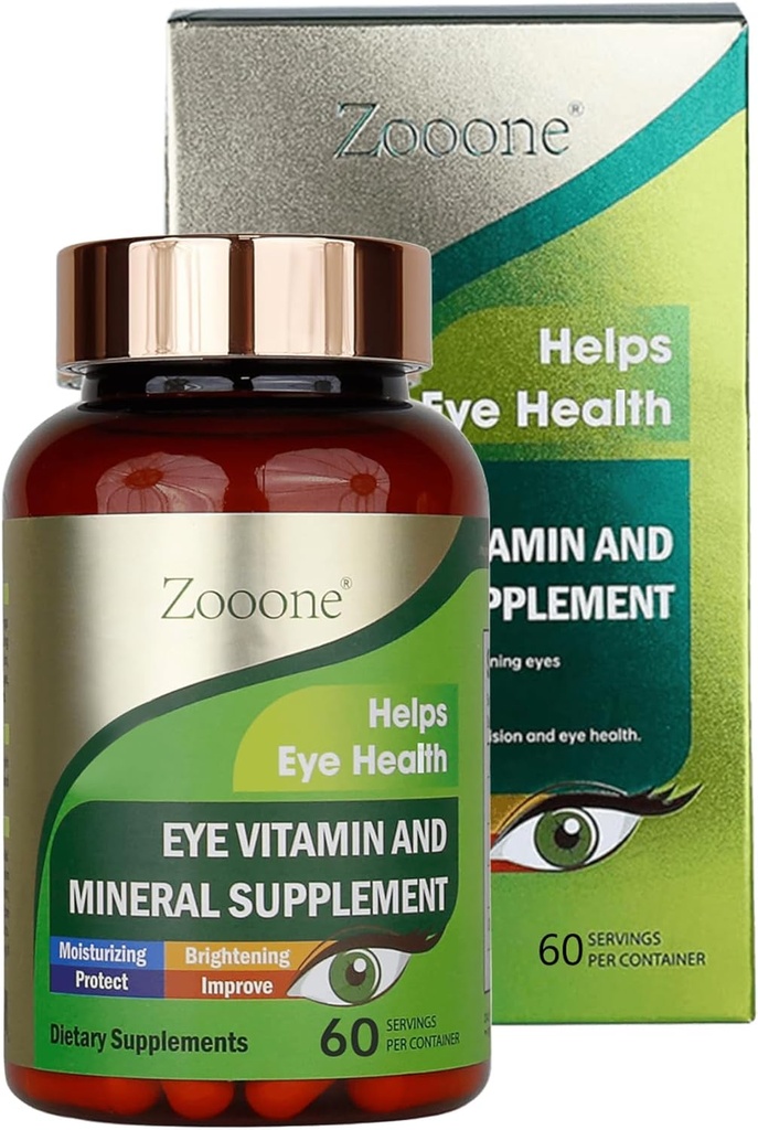 zooone- 60pcs Lutein Vitamines des yeux Supplément nutritionnel pour la santé maculaire et le soutien des yeux secs, contient de la lutéine, du zinc, des vitamines C/E et de la zéaxanthine