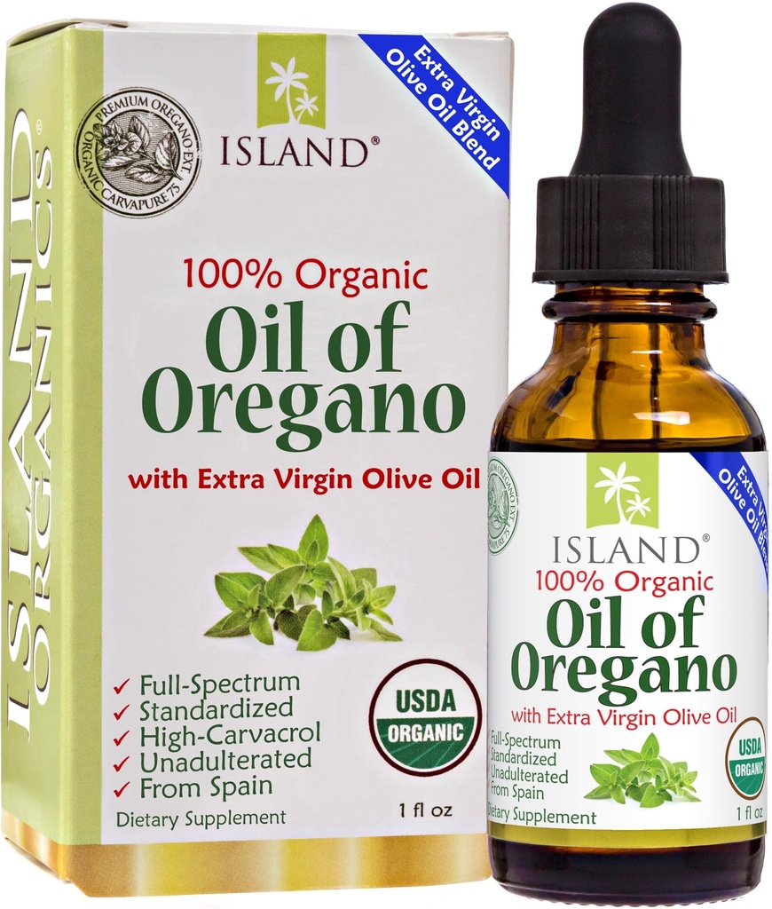 Huile d'Origan Bio Liquid Drops (1 fl oz) - Mélange d'huile d'Origan Bio et d'huile d'olive, cultivé en Espagne