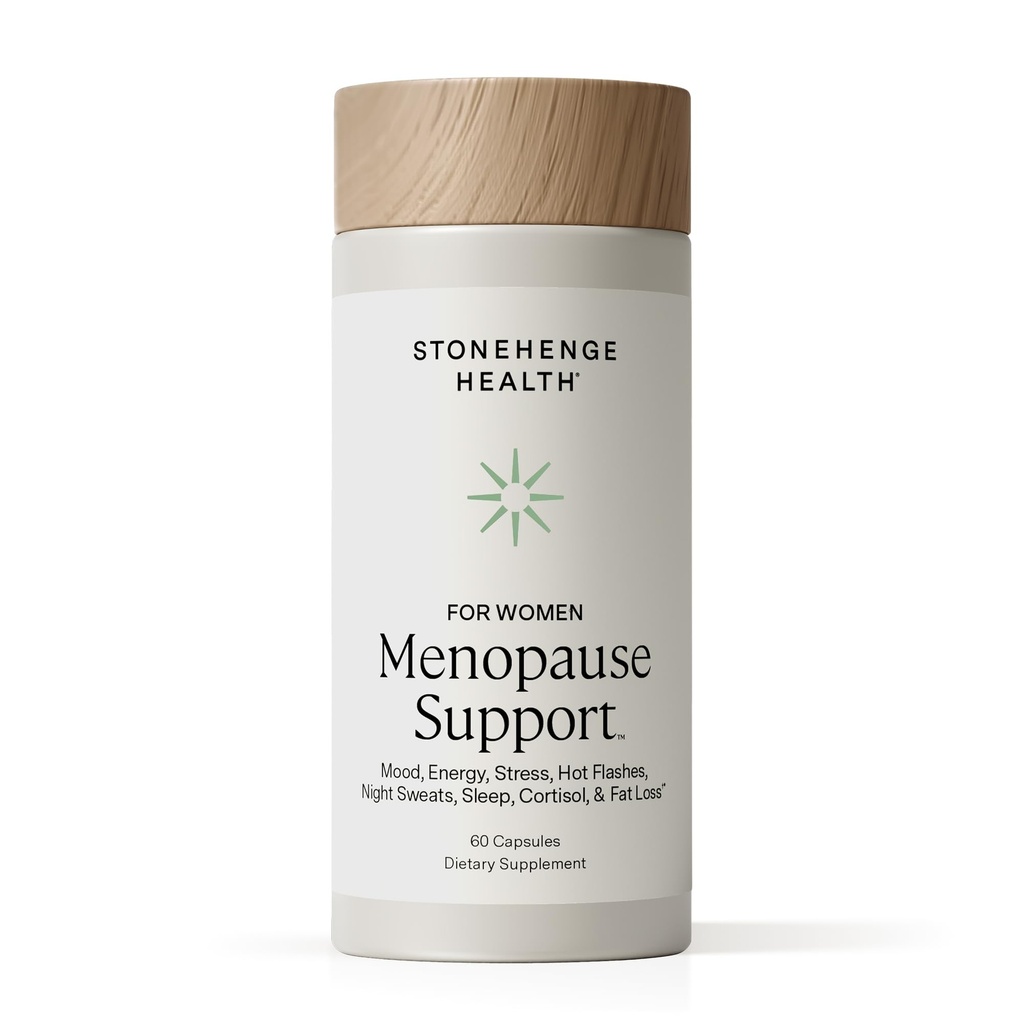 Stonehenge Health for Women Ménopause Support for Peri + Ménopause + Post - Mood, Energy, Stress, Hot Flashes, Sweats de nuit, Sommeil et Cortisol, Chromium Chromax, Vitamine D3, KSM-66 Extrait d'Ashwagandha