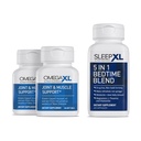 Supplément articulaire OmegaXL - Support musculaire naturel, 60 Softgels (2 Pack) et SleepXL melatonine à libération immédiate, L-Theanine (Calming), Camomille, Magnésium et B6 (60 Capsules Vegan)
