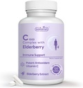 Vitamine C 1000mg avec Rose HIPS + Sambucus Elderberry - Supplément alimentaire complexe C1000 pour le soutien immunitaire et antioxydant - 120 comprimés pour jusqu'à 120 jours (120 Nombre (paquet de 1))