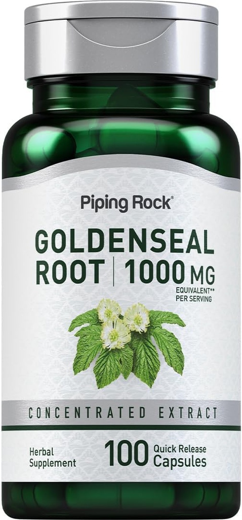 Piping Rock Capsules de racines de selle d'or de 1000mg de 100 pilules de supplément à base de plantes de l'extrait concentré de non-OGM, sans gluten
