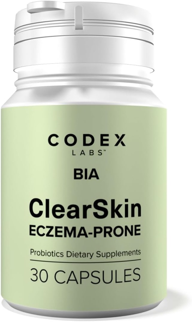 Codex Labs BIA Eczema Probiotic – 30 capsules de Synbiotique pour la peau éczéma-prone avec probiotiques prouvés cliniquement et bleuets prébiotiques