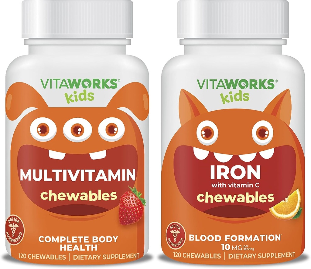 Chewables multivitamine enfants + Fer 10mg + Vitamine C Chewables Bundle