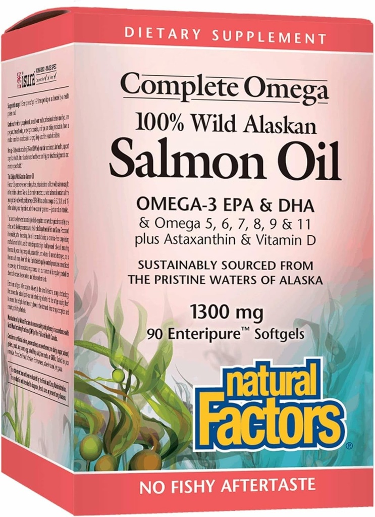 FACTEURS NATURAUX Huile de saumon d'Alaska sauvage, 90 CT