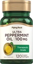 Pipeping Rock Peppermint Oil Softgel Capsules de 50mg de 120 pilules d'extrait de qualité thérapeutique de non-OGM, supplément sans gluten