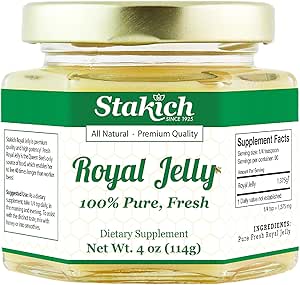 Stakich Fresh Royal Jelly - Pure, tout naturel - Pas d'additifs/arômes/préservatifs ajoutés - 4 Ounce (114 Gram)