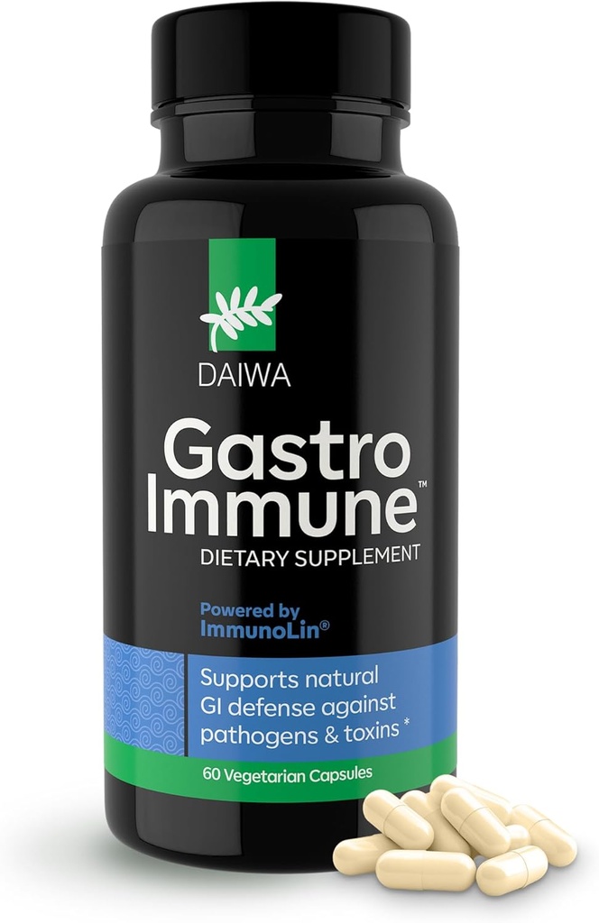 Daiwa GastroImmune - Supplément santé et immunité Gut - Non-OGM, formule à base de protéines pour le mieux-être digestif – 60 capsules